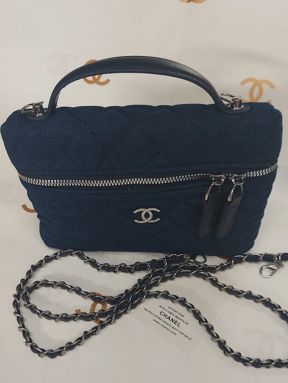 CC Denim Vanity Case Chain Bag